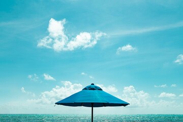beach umbrella and blue sky