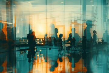 Business event celebrates organization success with finance office group.