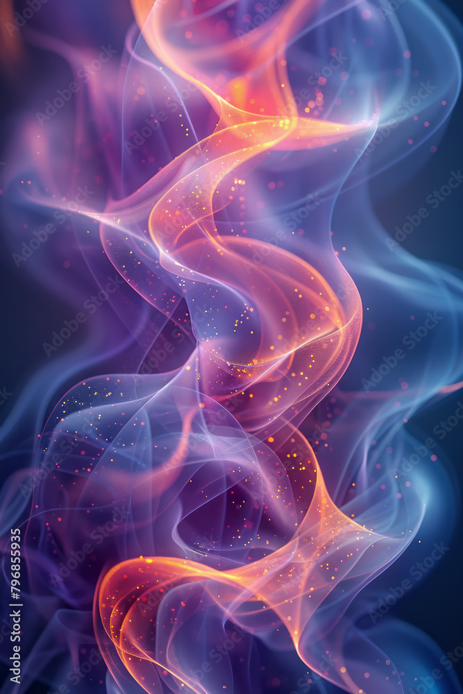 Poster Gradual color-transitioning waves, symbolizing seamless data integration and flow,