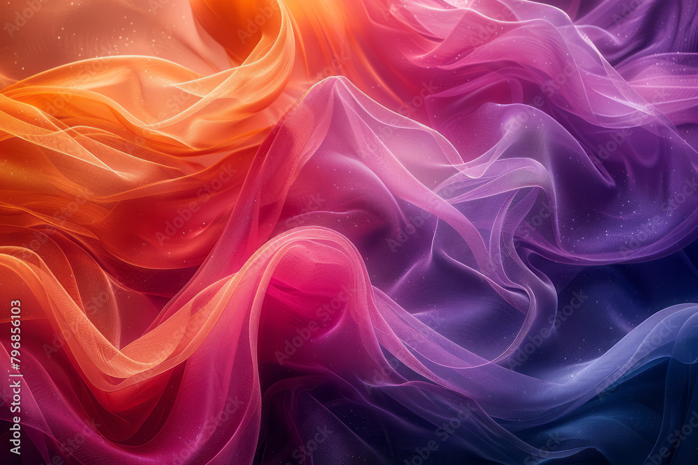 Poster Generate a visual representation of abstract forms that seem to dance and sway in response to an unseen rhythm, employing bright and contrasting colors,