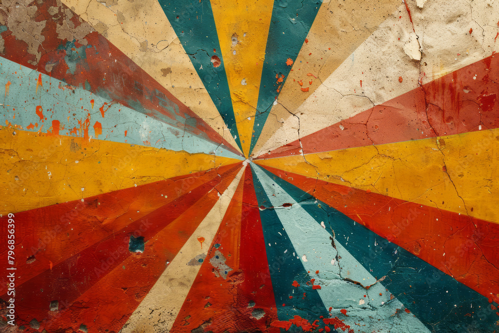 Aufkleber create an abstract scene where dynamic shapes seem to explode outward from a central point, evoking 