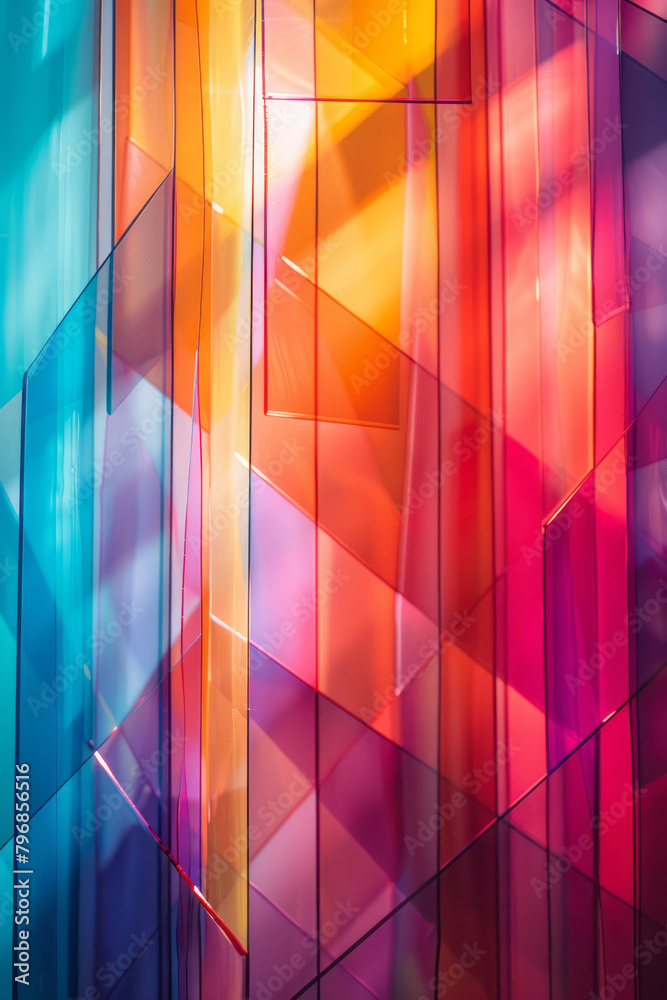 Leinwandbilder Create a dynamic abstract scene with intersecting lines and angles that give the impression of continuous movement, employing primary colors,