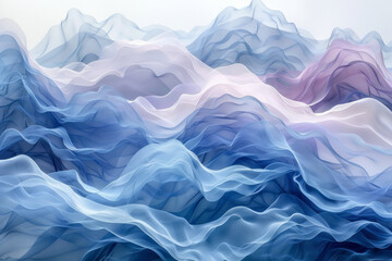 Obraz premium An artwork featuring soft, undulating forms in pastel hues, mimicking gentle ocean waves,