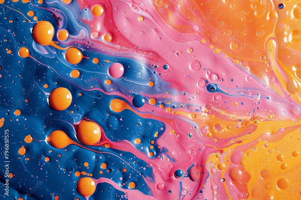 Leinwandbilder an abstract pattern of exploding paint splatters, each droplet a different vibrant hue, ideal for cr