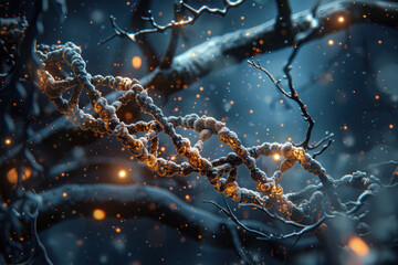 DNA Spiral, 3d Render, Generative AI