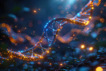 DNA Spiral, 3d Render, Generative AI