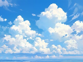 Summer Cloudscape Japanese Anime Style Poster Wallpaper