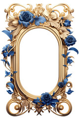 Golden ornamental frame in royal or empire style. Retro golden frame with vintage ornament - 796858307