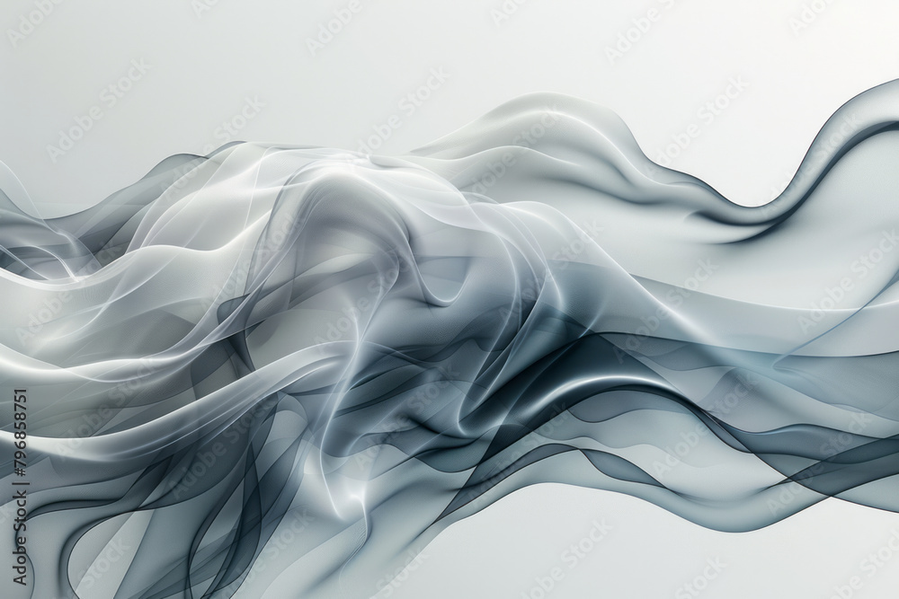 Poster a subtle design with light gray waves on a white background, ideal for a minimalist tech aesthetic,