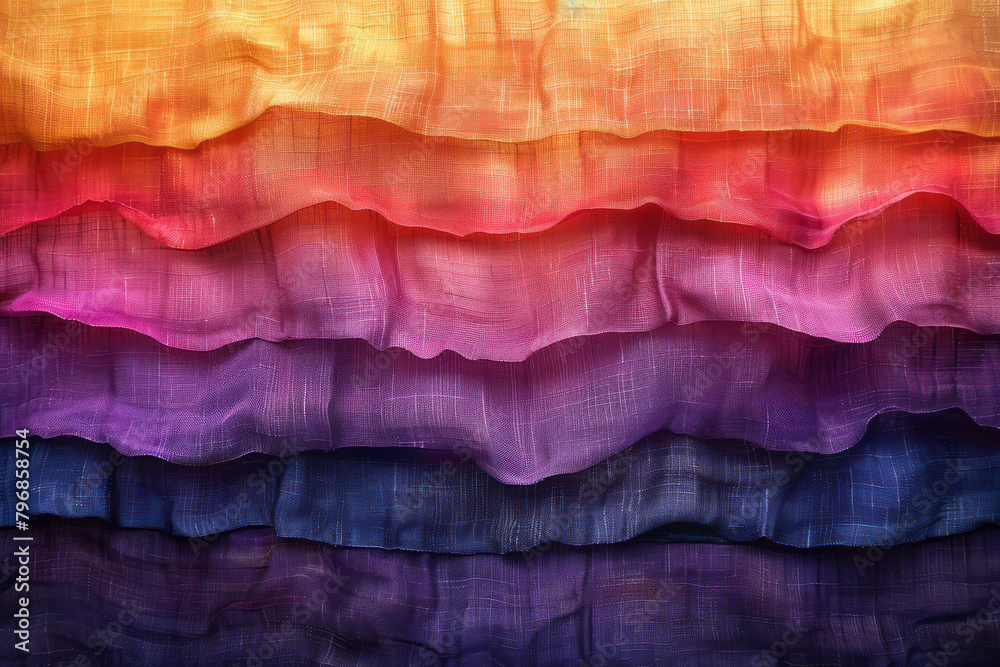 Poster a sunset gradient of reds, oranges, and purples with a linen texture, adding warmth and depth,