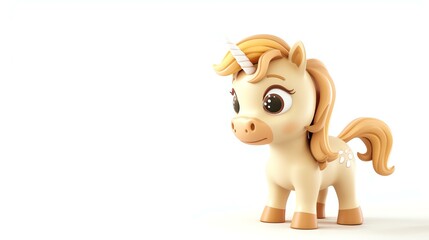3D rendering of a cute and cartoonish unicorn.