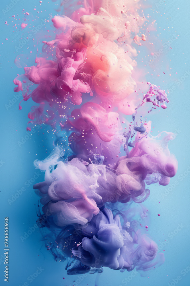 Poster a splash of watercolor hues blending into each other, creating a soft yet impactful visual for beaut