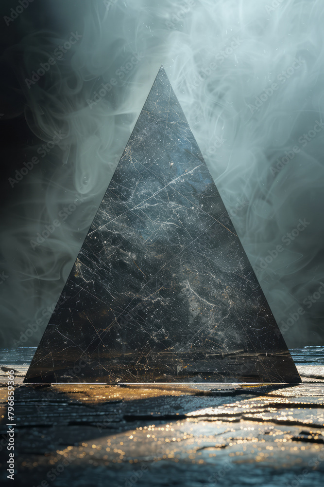 Aufkleber A single large triangle centered on a black background, its edges razor-sharp for a clean, modern look,
