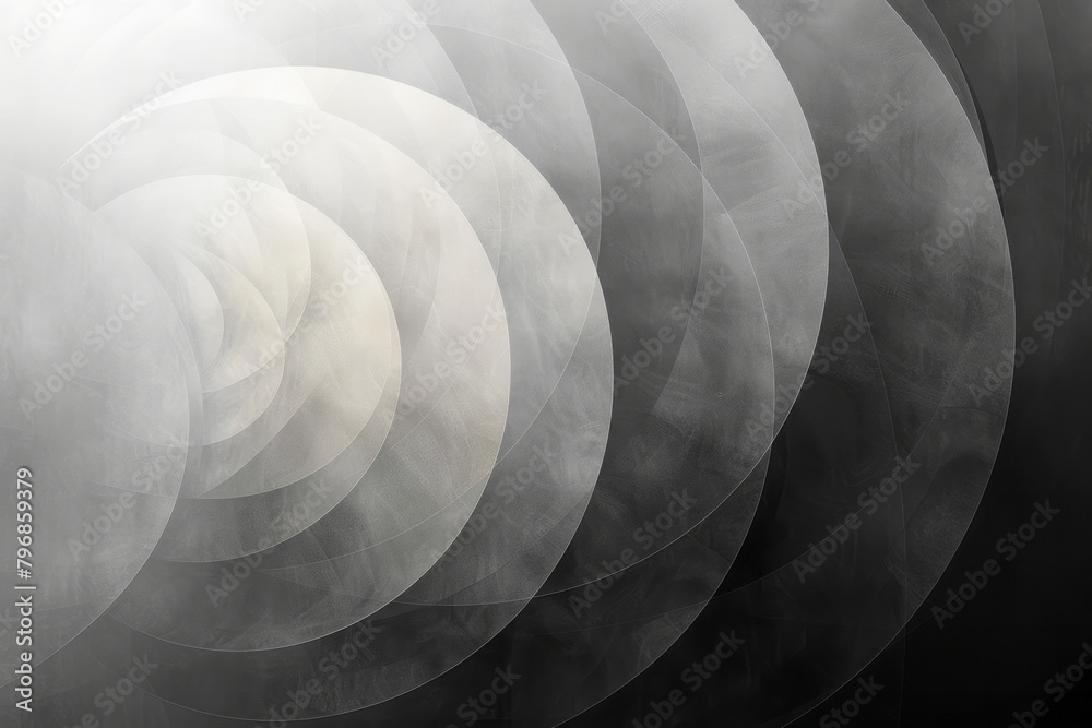 Aufkleber A simplistic layout of overlapping circles in shades of gray, each transparency creating a new tone,
