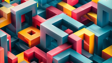 Geometric Patterns: A 3D vector illustration of geometric shapes arranged in a repetitive pattern