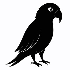 Parrot vector art illustration on white background, bird on a branch
