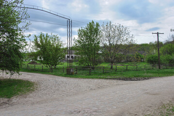 stone road in the countryside. view of the road in the countryside