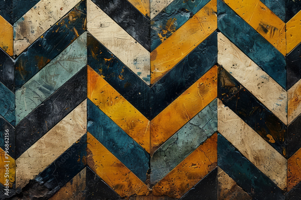 Poster A chevron pattern with sharp peaks, each alternating in color to enhance visual impact,