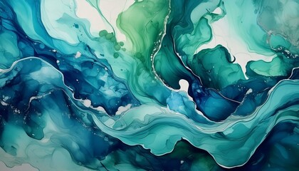 Blue Lagoon Flow: Teal Watercolor Texture