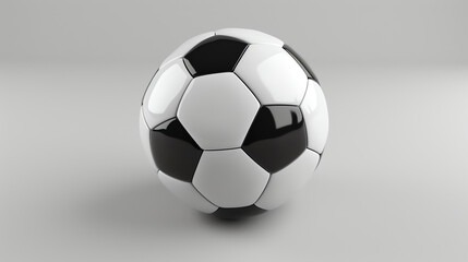 Black and white soccer ball on a white background. The ball is perfectly round and has a glossy finish.