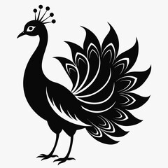 peacock silhouette vector art illustration