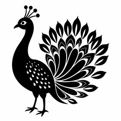 peacock silhouette vector art illustration