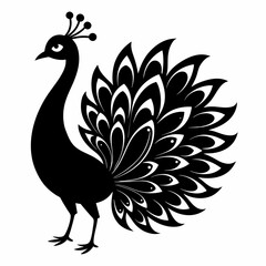 peacock silhouette vector art illustration
