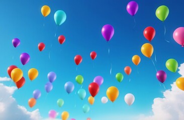 Colorful Balloons flying in the sky party