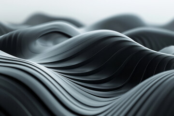 A minimalist wave pattern, using gentle curves in a single shade of black,