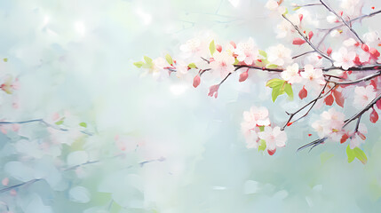 Light blue sky cherry blossom background