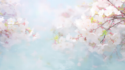 Light blue sky cherry blossom background