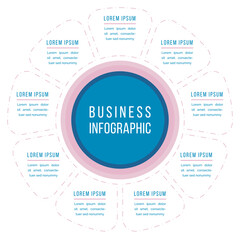 Infographic circle design 9 steps, objects, options or elements business information template