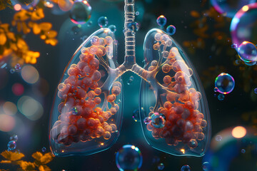  lungs made out of soap bubbles - obrazy, fototapety, plakaty