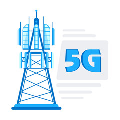 5G network technology. Communication tower wireless. Base station, mobile