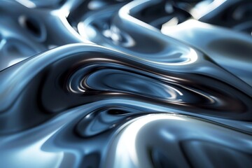 This image presents an abstract fluid art masterpiece with a remarkable 3D effect in silver tones