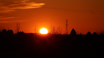 sunset over the town
