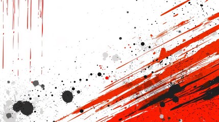 A red and black paint splatter on a white background, AI