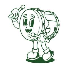 Bedug Retro Cartoon Character Outline Illustration