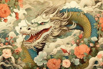 Art backgrounds dragon flower.