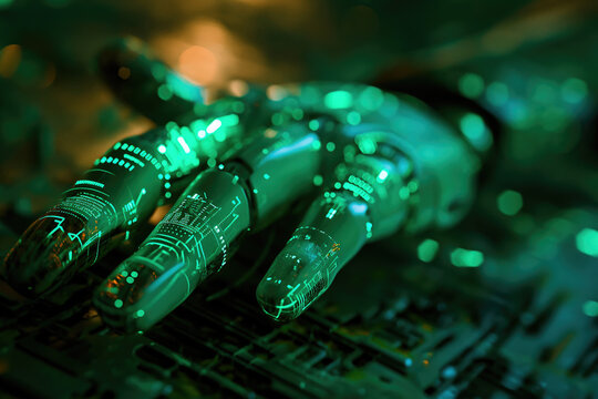 green glowing robot hand - Powered by Adobe