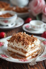 Oatmeal Creme Pie Tiramisu Cake Served on Plate