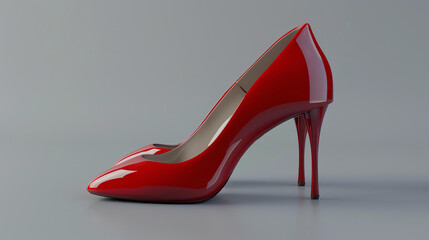 Red high heel shoe on white background. 3D rendering.