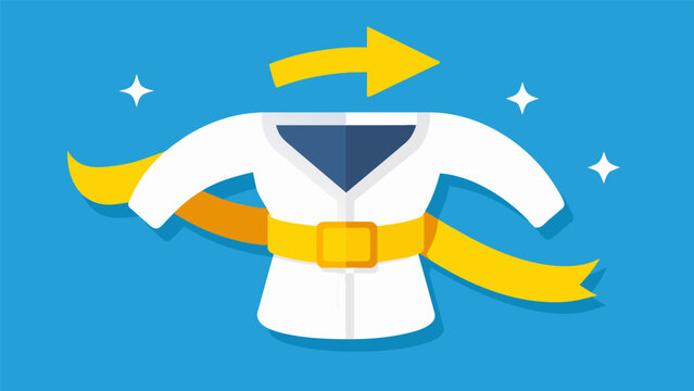 A symbolic illustration of a white belt being transformed into a yellow belt representing growth and progress within the martial art.
