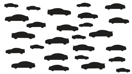 Fototapeta premium car silhouettes. car silhouettes images. black and white vector car . Car icon set in linear style, car icon