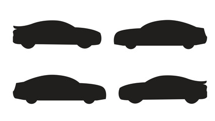 car silhouettes. car silhouettes images. black and white vector car . Car icon set in linear style, car icon - obrazy, fototapety, plakaty