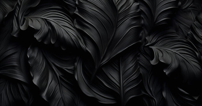 Plano de fundo preto com textura em estilo de folhas