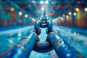 Abstract view of swimming pool lane ropes - Powered by Adobe