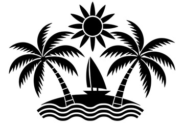 Summer Minimalist Vector Illustration Silhouetted on white background