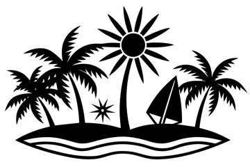 Summer Minimalist Vector Illustration Silhouetted on white background