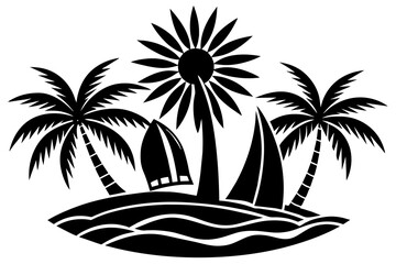 Summer Minimalist Vector Illustration Silhouetted on white background